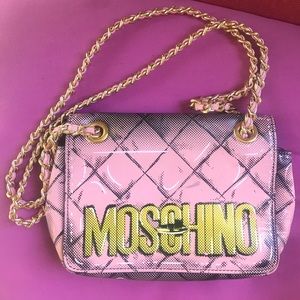 Pink Patent Leather Moschino Crossbody Bag